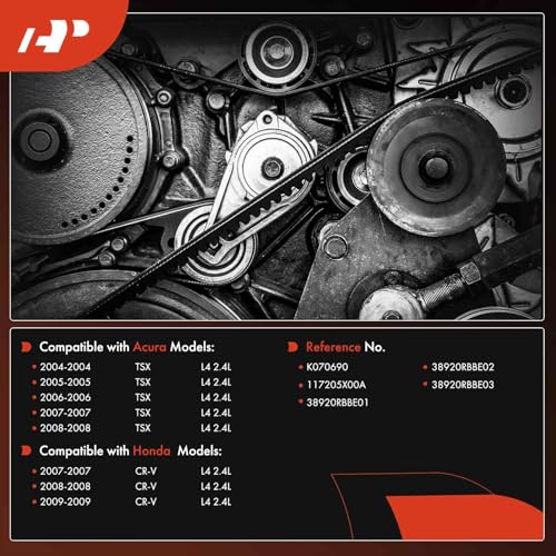 A-Premium 69.01 Inch Engine Serpentine Drive Belt Compatible with Honda & Acura Cars - CR-V CRV 2007-2009, TSX 2004-2008 - 2.4L, Gas Only, Replace 38920RBBE03, 38920RBBE02