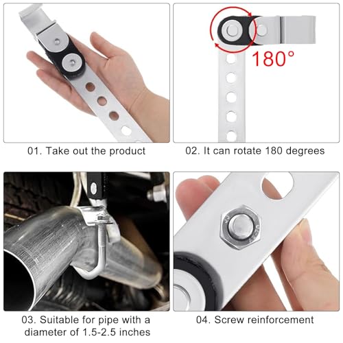 2 Pcs Heavy Duty Exhaust Hangers, Flexible Swivel Muffler Hanger Tail Pipe Hanger, Universal Tailpipe Bracket for Most Car Truck Exhaust Systems, Fits 1-1/2" - 2 1-/4" Pipe