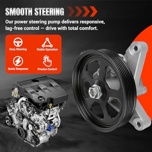 Power Steering Pump 21-5441 with Pulley Compatible with Honda Pilot 2005-2008, Acura TL 3.2L 2004-2008, Acura TL 3.5L 2007-2008 Power Assist Pump Replace# 56110RDAA01