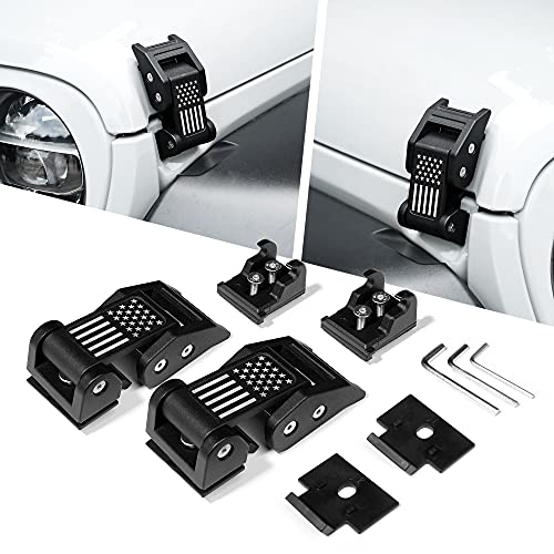 Seven Sparta Hood Latches Aluminum Hood Catch Compatible with Jeep Wrangler JK/JKU 2007-2017, JL/JLU 2018-2022 & Jeep Gladiator 2020-2022, 1 Pair (American Flag)