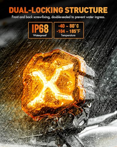NOVSIGHT X Series 4 Inch Amber/White Off Road Driving Light LED Pods, Pair