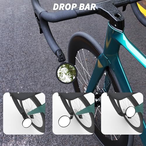 BriskMore Black Convex Rearview Mirrors, 2PCS Adjustable Handlebar Bicycle Mirrors for Road, Mountain, Scooter Bikes