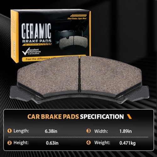 HECHENQICHE D1159 Front Ceramic Brake Pads Kit Fit For Buick Lucerne 2006-2011, For LaCrosse 2008-2009, For Cadillac DTS 2006-2011, For Chevrolet Impala 2006-2013, For Monte Carlo 2006-2007