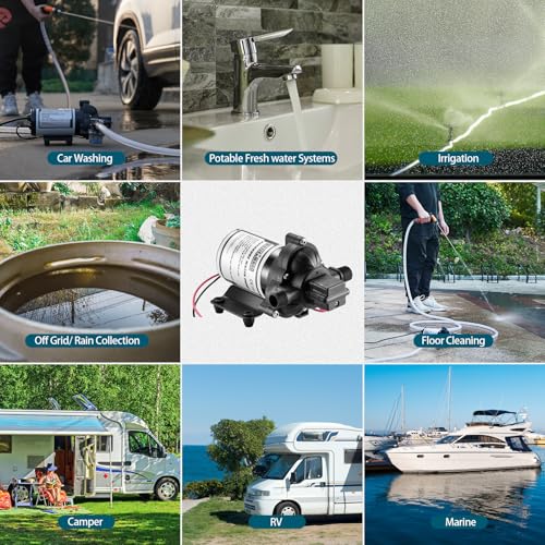 WASSERMANN RV Pump, 12V Self-priming RV Water Pressure Pump 4.0GPM 45PSI with Pressure Switch, for RV Marine Camping Yacht Garden, 12Volt DC Fresh Water Pumps RV Water Pump 2088-554-144 Replacement