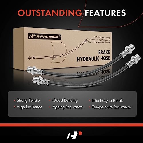 A-Premium Front Side Brake Hydraulic Hoses Compatible with Select Lexus and Toyota Models - GX460 2010-2017, GX470 2003-2009, 4Runner 2003-2017, FJ Cruiser 2007-2014 - Replace# 9094702D35(Pack of 2)