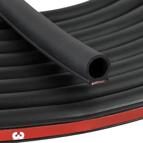D Shape Rubber Seal Strip,3/4" Large Door Weather Stripping Self-Adhesive EPDM Rubber,Automotive Weather Stripping for Fill Gaps, Apply to Car,Truck,RV,Boat and Home Application (Black, 6Ft)
