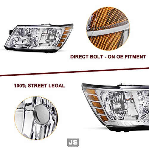 JSBOYAT Fits for 2009-2020 Dodge Journey Headlight Assembly Replacement OE Headlamp Driver and Passenger Side