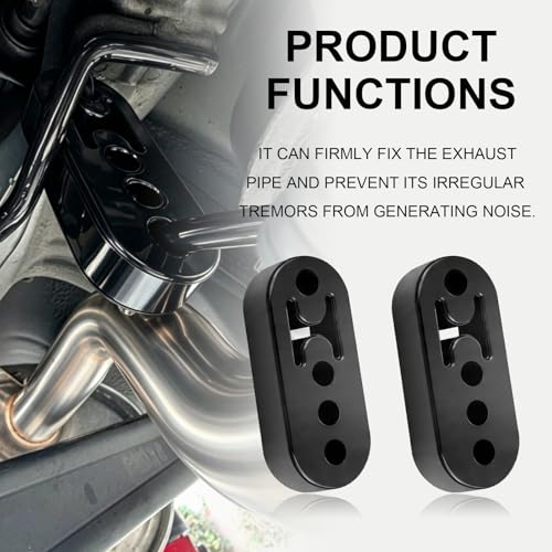 4 Holes Rubber Exhaust Hanger, 0.47in Adjustable Muffler Shock Absorber Insulator Bushing, High Density Weather-Proof Tailpipe Mount Bracket, Universal Damping Hanger Fit for Car Truck Jeep SUV