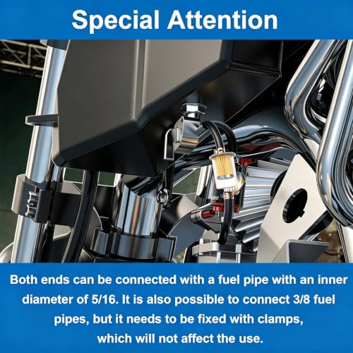 smseace 4Pcs 5/16 Inch fuel filter inline with 8Pcs Hose Clamps in line fuel filter 5/16 Inch for Motorcycles, Car, Trucks 5/16 Inch Inline Fuel Filter