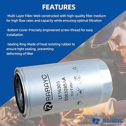 RARAYC 6.7L Cummins Fuel Filter Kit for 2019-2024 Ram Turbo Diesel Engines 68157291AA 68436631AA and Oil Filter 5083285AA Air filter 43034051AB Cabin Air Fitler 68406048AA