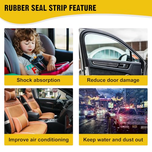 52.5Ft Car Door Seal Strip Car Weather Stripping Double Layer Shape Self Adhesive Rubber Auto Door Soundproofing Weatherstrip for Car Door,Truck, SUV