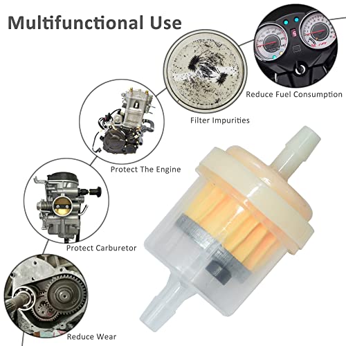 Universal Gas Inline Fuel Filters with Magnet 3/16 Inch (Pack of 10)