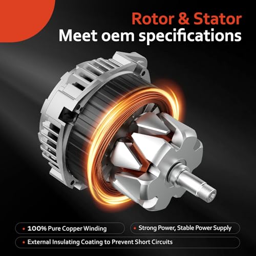 11570 Alternator Replacement for V6 3.6L Dodge Grand Caravan 2011-2020, Journey 2011-2019,Avenger 2011-2014,Ram C/V 2012-2015,Chrysler 200 2011-2014,Town & Country 11-16,Volkswagen Routan 11-14,12V