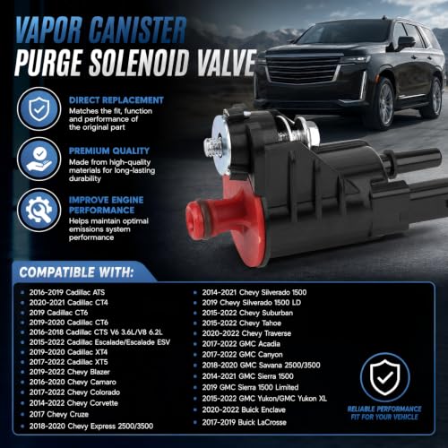 Ricmjend 12630282 Vapor Canister Purge Solenoid Valve Fits for 2014-2022 Chevy Silverado, Tahoe, Camaro, Colorado, Suburban, Express/GMC Sierra, Yukon/Buick Enclave/Cadillac Escalade