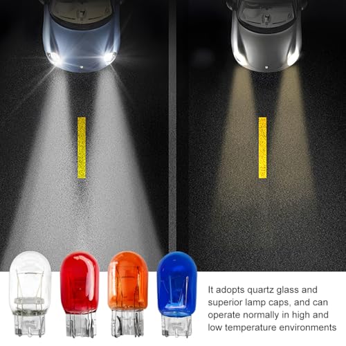 TNAIYH 10PCS Car 7443 Bulb, T20 12V W21/5W Clear Glass Vehicle Stop Brake Tail Turn Signal Light, Long Life DRL Reverse Light Miniature Bulb, Compatible with Silverado Canyon Fusion (Clear)