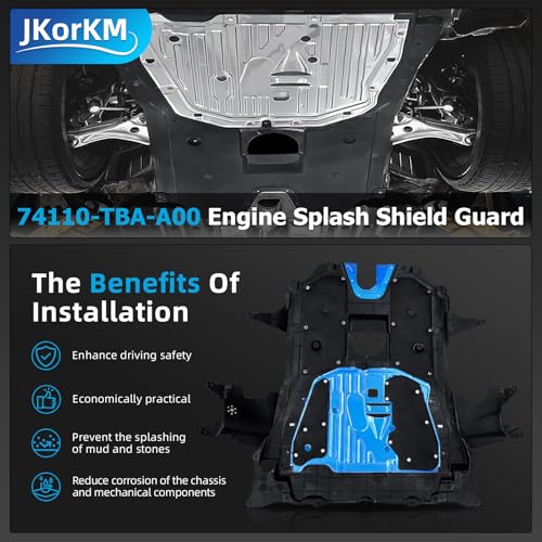 Jkorkm 74110-TBA-A00 Engine Splash Guard Under Car Shield Cover Compatible with Honda Civic 2016-2021 Replaces 74110tbaa00 Including Screws and Bolts Splash Shield Guard Under car