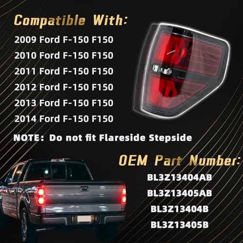 Tail Light Fit For 2009-2014 Ford F150 f-150 Smoked Driver&Pessenger Side