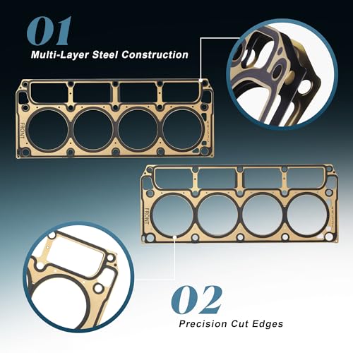 KAFKOF MLS Head Gasket Kit Compatible with 2002-2011 Chevy Silverado Tahoe Avalanche Express Suburban, GMC Sierra Savana Yukon Envoy, Buick Cadillac Isuzu 4.8L 5.3L V8. Replace CS9284 HS26191PT