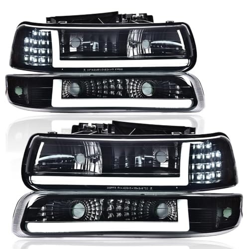 G-PLUS LED DRL Headlights Assembly Fit Chevy Silverado 1500 2500 1999-2002