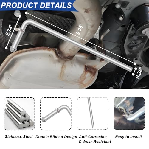 CAROTUPY Universal Exhaust Hanger Rod, 4Pcs 10" Long 304 Stainless Steel Exhaust Hanger Muffler Hanger