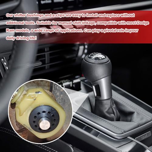 PACLVIO 2PCS Transfer Case Shift Linkage Bushings with E-Clips, Transfer Shift Control Lever Grommet Bushing Kit Replacement for Dodge Ram 1500 2500 3500, OEM#68078975AA 68078974AA