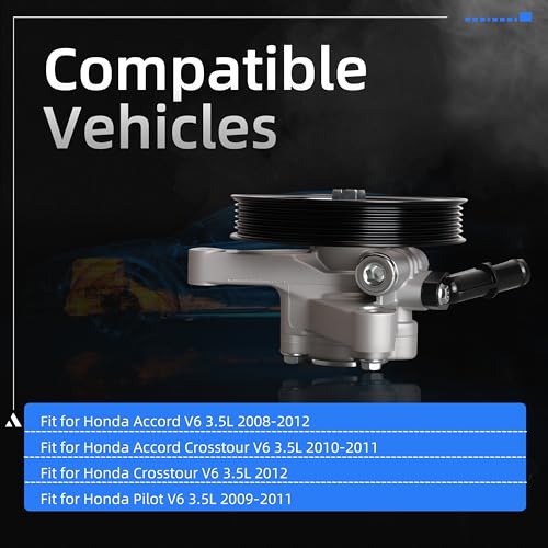 Loautong Power Steering Pump with Pulley, for Honda Accord 2008-2012, for Honda Pilot 2009-2011, for Honda Accord Crosstour 2010-2011, V6 3.5L, OE 21-5494 965494 56110RN0A01 56110RN0A02 56110RN0A03
