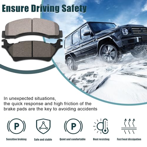 Ceramic Front and Rear Brake Pads Compatible with 2012-2014 Ford F-150 (with 6 Lugs or 7 Lugs Rotors),Compatible with 2015-2020 Ford F-150 (Models with Manual Parking Brake), D1414+D1602