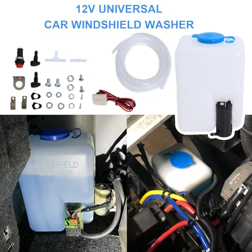 Wadoy Universal Windshield Washer Pump Reservoir Kit 99300 Fluid Reservoir Tank Bottle with Pump