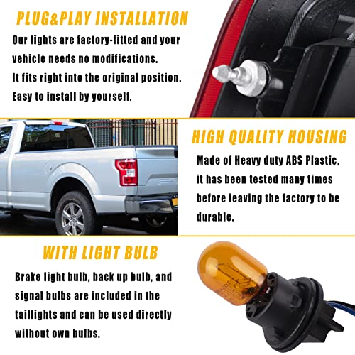Boine F150 Tail Light Compatible With 2018 2019 2020 Ford F150 F-150 Right Passenger Side Rear Light Brake Lamp - Bulb and Harness Included Replace JL3Z13404H