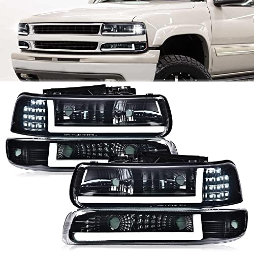 G-PLUS LED DRL Headlights Assembly Fit Chevy Silverado 1500 2500 1999-2002