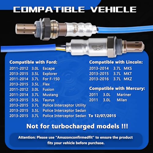LHCMRL Oxygen O2 Sensors Upstream Downstream 234-5038 234-4490 Compatible with Ford 3.5L 3.7L 2011-2014 Mustang for F-150 Escape Explorer Flex for Lincoln MKS MKZ MKT Mariner Milan