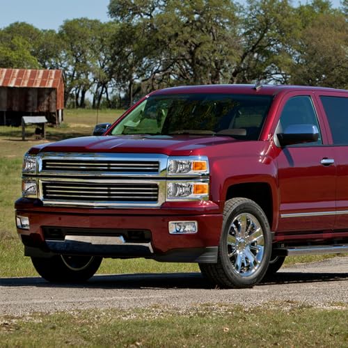 AXLAHA for 2014-2015 Chevy Silverado 1500 Pickup Headlights Assembly Halogen Factory OE Style Chrome Housing Replacement Driver and Passenger Side Pair
