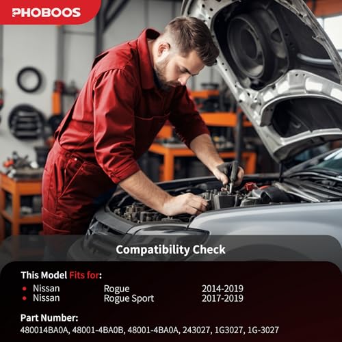 PHOBOOS Manual Steering Rack and Pinion Assembly Compatible with Nissan Rogue 2014-2019, Rogue Sport 2017-2019, New Unit, Leak Resistance, Direct Fit, Ref. 1G-3027