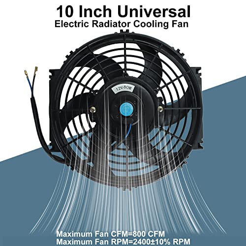 10" inch Slim Fan Push Pull Electric Radiator Cooling Fans 12V Mount Kit Unversal Black