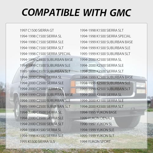 CarPartsDepot Front Grille Grill Chrome Opening Compatible With 1994-2000 GMC C/K 1500 2500 3500 Sierra Yukon GM1200392 12388709 With Dual Headlight Holes