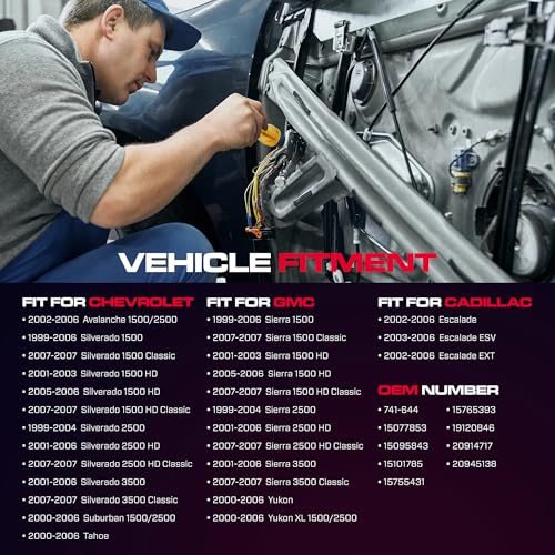 XIMAKA Front Driver Side Power Window Regulator with Motor (2 Pins) Fit for 2001-2006 Chevrolet Silverado 1500 3500, Avalanche Suburban GMC Sierra 1500 2500 3500 Yukon XL Cadillac Escalade, 741-644
