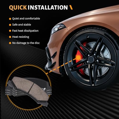 HECHENQICHE D1159 Front Ceramic Brake Pads Kit Fit For Buick Lucerne 2006-2011, For LaCrosse 2008-2009, For Cadillac DTS 2006-2011, For Chevrolet Impala 2006-2013, For Monte Carlo 2006-2007
