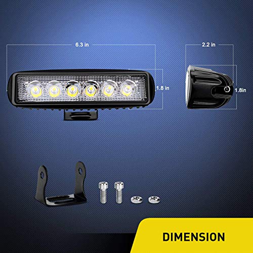 Nilight 2Pcs 18w Spot LED Work Lights LED Pods Fog Lights Off Road Led Lights Driving Lights with16AWG Off Road Wiring Harness Kit-2 Leads