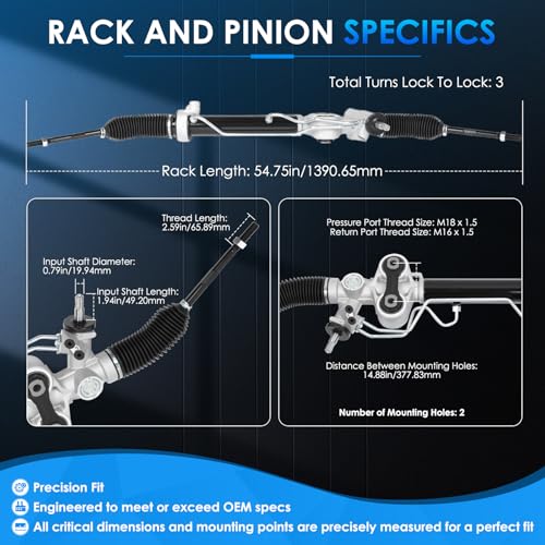 HAYIAUTO 22-1036 Hydraulic Power Steering Rack and Pinion Fit for Chevrolet Silverado 1500, for GMC Sierra 1500 2007-2013 Automotive Replacement Rack & Pinion Assembly 15254060, 15254062, 19133646