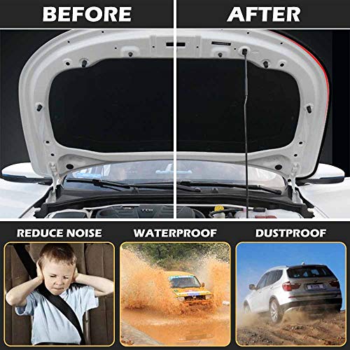 33Ft Universal Self Adhesive Weather Seal Strip for Car, 51/100 Inch Wide X 1/5 Inch Thick, Auto Door & Window Weatherstrip with Engine Cover (2 Rolls, 16.5 Ft Each)