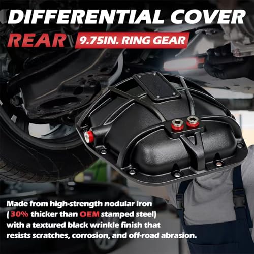 697-734 9.75" Rear Differential Cover with Gasket and 12*Screw Compatible with Ford F150 E150 Expedition Transit-150 Lincoln Mark LT,Navigator | 9.75" Ring Gear