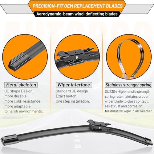 AUTOBOO 3-Pack Windshield Wiper Blades for Ford Explorer 2011-2026, Original Equipment Replacement 26"+22" Front and 11" Rear, All-Weather Performance, Easy One-Click Install