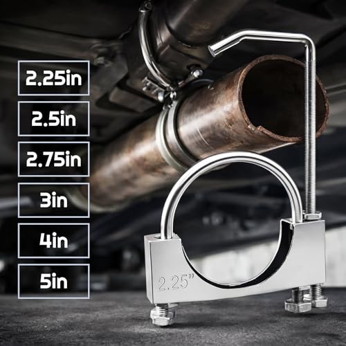Datanly 2 Pcs 2.25 Inch Universal Exhaust Clamp with Hanger, Made of Heavy-Duty Clamp with Rear Muffler Hanger Exhaust Pipe for Cars, Trucks Pipes