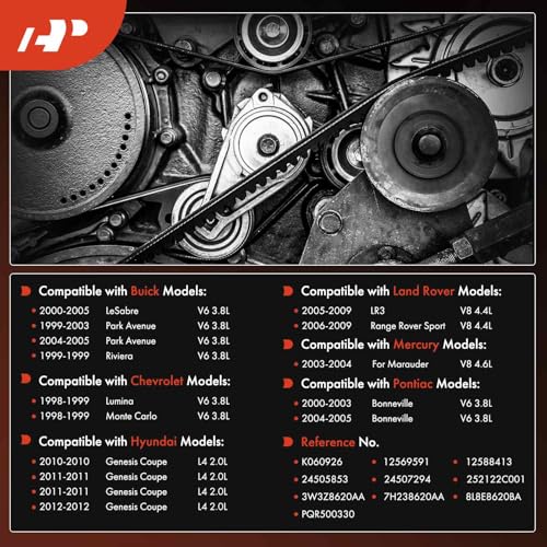 A-Premium 92.5 In Engine Serpentine Belt Fit For Buick LeSabre 2000-2005, Park Avenue, Riviera & Chevrolet Lumina & Hyundai Genesis Coupe & Land Rover LR3 & Mercury Marauder & Pontiac Bonneville