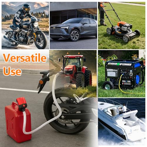 Automatic Portable Fuel Transfer Pump with Auto-Stop, 3.8 Gallon per minute, Extra Long Hose, Battery Powered and USB Type-c, 4 Can Adapters, Leak protection, Gas Can Pump for Oil, Diesel and Gasoline