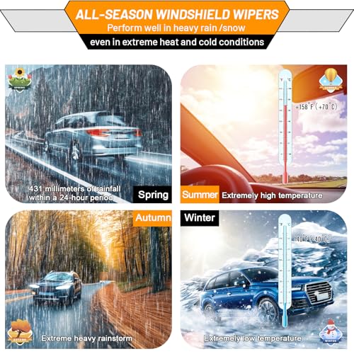 AUTOBOO 26"+16" Windshield Wipers with 12" Rear Wiper Blade Sets Replacement for Subaru Crosstrek Impreza 2018 2019 2020 2021 2022 2023-Original Factory Quality (Pack of 3)