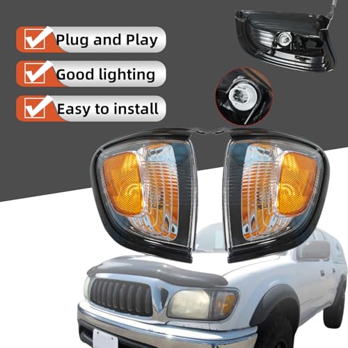 labwork Replacement for Tacoma 2001-2004 Parking/Side Marker Light Assembly Pair Driver and Passenger Side Black