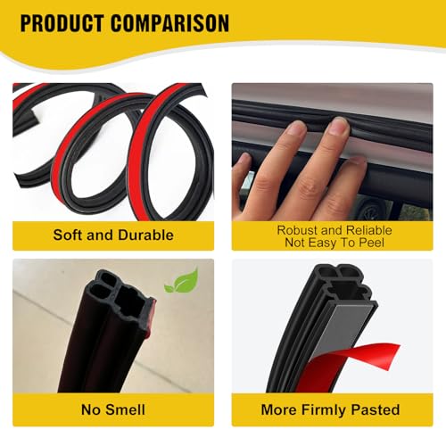 52.5Ft Car Door Seal Strip Car Weather Stripping Double Layer Shape Self Adhesive Rubber Auto Door Soundproofing Weatherstrip for Car Door,Truck, SUV