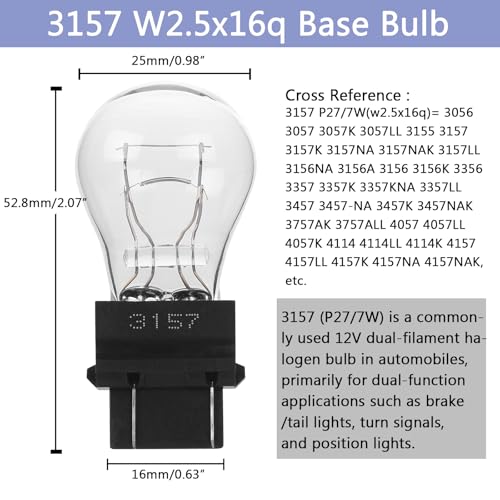 GIVEDOUA 3157 4157 Bulb, 12V Brake/Tail/Turn Signal/DRL Lights, P27/7W 3157NA 3157LL 3047 3057 4057 T25 Replacement for F150 Ranger Edge Focus Altima Silverado Wrangler Grand Cherokee Compass(2 Pack)