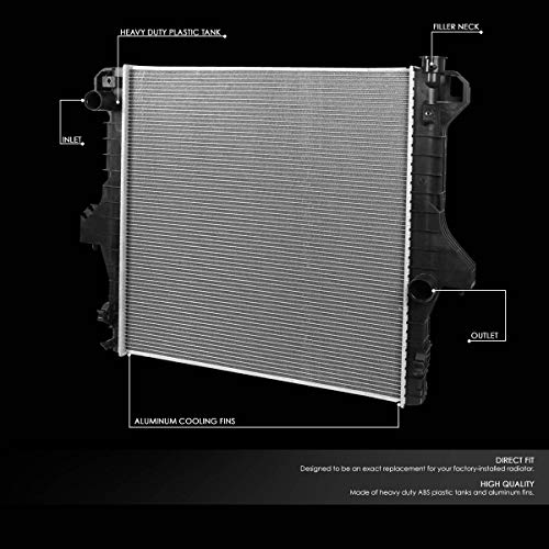 DNA Motoring OEM-RA-2711 OE Style Aluminum Cooling Radiator Compatible with 03-09 Dodge Ram 2500 3500 5.9 6.7, 27" W X 29-7/16" H X 1-9/16" D, 2" Inlet / 2"Outlet